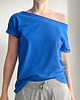 t-shirt damskie Chabrowo niebieski oversize bez nadruku