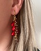 kolczyki pozłacane Kolczyki z Żywicy z Koralami  Granat, Wiszące Burgundowe