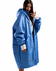 płaszcze damskie Ocieplany Płaszcz longline hoodie oversize baby blue