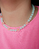 chokery Miętowy naszyjnik choker z koralików KWIATY