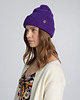 czapki damskie ŁOŚ - gruba wywijana wełniana czapka- fiolet veri peri
