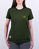 t-shirt damskie Koszulka damska z naszywką LEŚNE OBOZOWISKO khaki