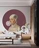 tapety i naklejki ścienne Mural DOTS  Kobieta z Gumą Balonową WIŚNIOWY- okrągła dekoracja ścienna