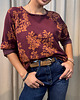 bluza bez kaptura damska Bluza w kwiaty Borgogna