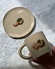 kubki i filiżanki Zestaw Duży Ceramiczny Kubek Handmade 420 ml i Talerzyk w Kasztany