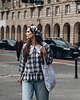 koszule damskie  Lniana koszula upcyklingowa w kratę z dużym kołnierzem oversize