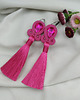 kolczyki soutache Kolczyki z chwostami fuksja, różowe chwosty