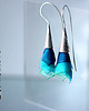 kolczyki wire wrapping Srebrne kolczyki turkusowe z tkaniną MOORE