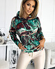 bluza z kapturem damska 390-2 Bluza kangurka z kapturem - turkusowo-brązowy marmur
