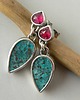 kolczyki wire wrapping -kupryt i granat-