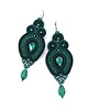 kolczyki soutache Kolczyki sutasz zielone "Verra" eleganckie wieczorowe z kryształkami