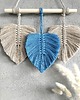 makramy Makrama Liście Niebieska i Beż Ozdoba Ścienna Boho 30x30 cm