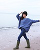 swetry damskie  Sweter handmade oversize  blue z wełną