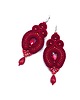 kolczyki soutache Kolczyki sutasz bordowe Verra wiszące z kryształkami