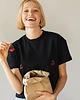 t-shirt damskie T-shirt Crop-Voila Czarny Wiśnie