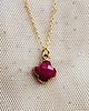 złote naszyjniki NASZYJNIK RUBIN, marokańska koniczynka,  czerwony kamień