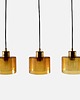 lampy wiszące Lampa wisząca kpl 3 szt szkło miodowe kryształowy wkład lata 60/70 15x18 cm