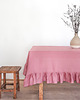 obrusy i serwetki Lniany obrus z falbanką DUSTY PINK