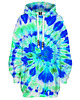 bluza z kapturem damska Bluza Oversize Tunika DR.CROW Tie Die Green