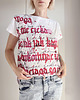 t-shirt damskie Kaligrafia czerwona fullprint Biały Oversize