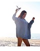 swetry damskie  Sweter handmade oversize  baby blue z wełną