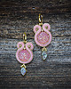 Biżuteria ślubna Migoczące kolczyki soutache- pudrowy róż