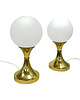 lampy stołowe Para lamp stołowych Globe AKA Leuchten, Niemcy, lata 70. mosiądz i szkło