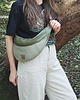 saszetka nerka Nerka "Haru" zielona khaki  bawełniana z ekoskórą