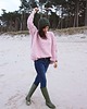 swetry damskie  Sweter handmade oversize  z wełną  pudrowy róż
