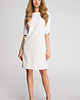 sukienki mini damskie Sukienka pudełkowa z dekoltem-ecru (S-113)