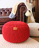 pufy do siedzenia Pufa czerwona bawełniana okrągła handmade