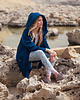 bluza z kapturem damska Bluza rozpinana LUZAK granatowy