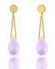 kolczyki złote Earrings Kwarc Różowy Krople złoto 585