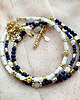 bransoletki z kamieni naturalnych Komplet Bransoletek AURORA NAVY- z kamieni lapis lazuli,  masy perłowej