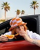 kapelusze damskie Bucket hat, creamy purple & burnt orange, handmade vibes