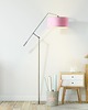 lampy do pokoju dziecka Srebrno-różowa lampa stojąca z ruchomym ramieniem dla dzieci LIBERIA KIDS