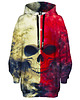 bluza z kapturem damska Bluza Oversize Tunika DR.CROW White Red Skull