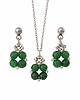 komplet biżuterii Komplet Biżuterii Jadeit Ciemnozielony - Kolczyki Sztyfty i Naszyjnik