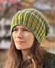 czapki damskie Czapka z merynosa 100%  w paski zielony mix