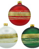 ozdoby choinkowe Bombki okrągłe ze złotymi pasami: 3 kolory
