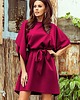 sukienki mini damskie 287-18 SOFIA Sukienka motyl z wiązaniem w pasie - BORDOWA
