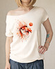 t-shirt damskie Koi pomarańczowy na Waniliowym oversize