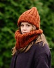 czapki damskie Wełniana czapka zimowa PERUVIAN WOOLY terakota