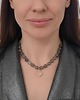 korale Pudrowa szarość i róż - korale i łańcuch