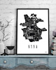 plakaty Mapa - NYSA plakat czarno biały