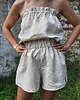 topy damskie Top lniany w paski handmade