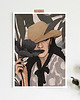 plakaty Women with blue  flowers  plakat ilustracja