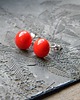 kolczyki wire wrapping Mleczna pomarańczka   kropki - sztyfty