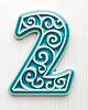 napisy dekoracyjne i tabliczki Numer mieszkania - ceramiczna cyfra 2 turkusowa wys.8 cm