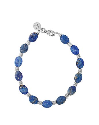 Bransoletka Lapis Lazuli x Hematyt - srebrne hematyty, Kulka Bransoletki